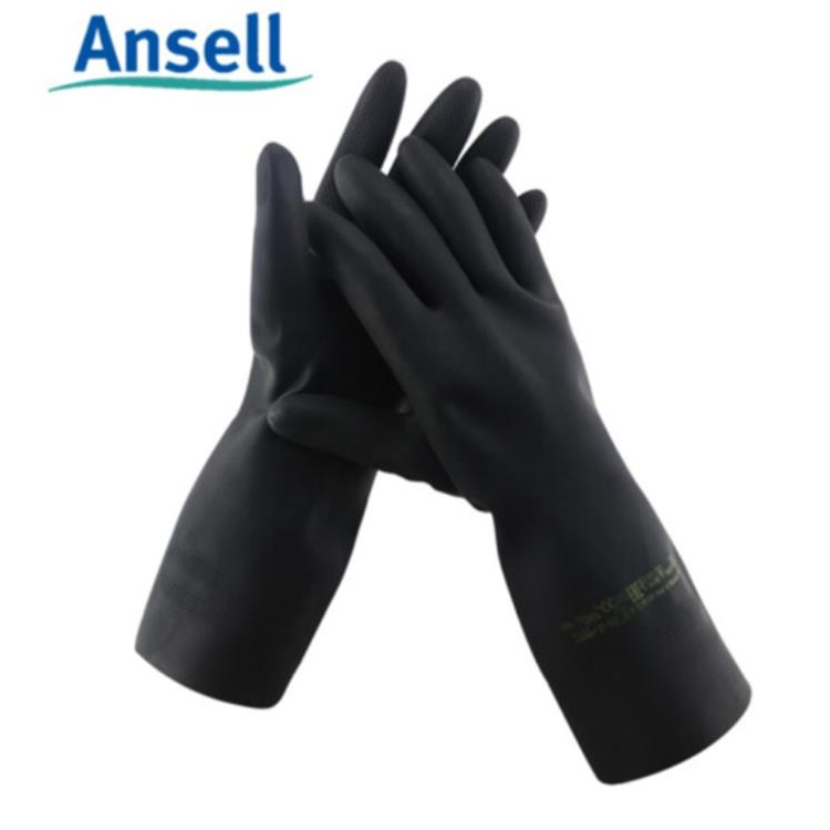安思尔 Ansell87-950橡胶防化学实验室耐酸碱防护劳保工作手套 1双