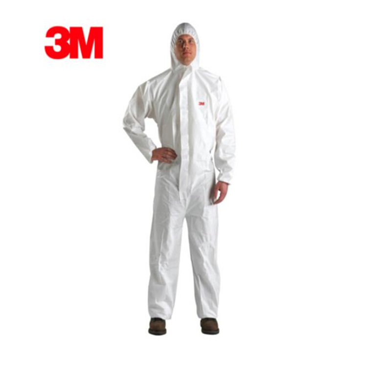 3M 4510 一次性防护服白色带帽连体防护服防尘服