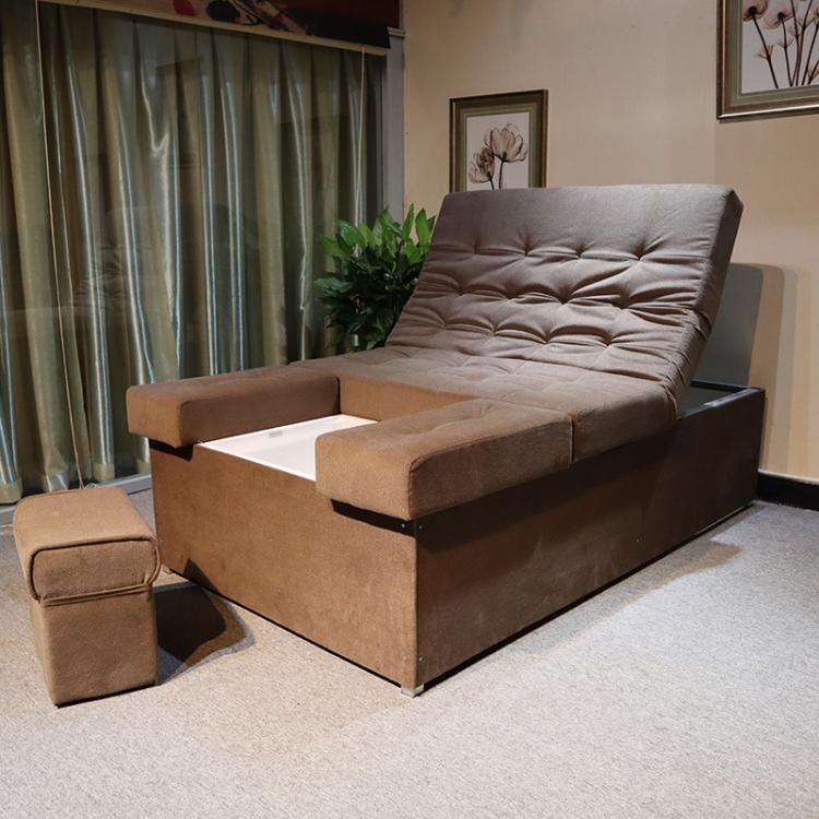 厂家直销足疗沙发单人钢架布艺足浴沙发带浴盆电动可定制面料尺寸