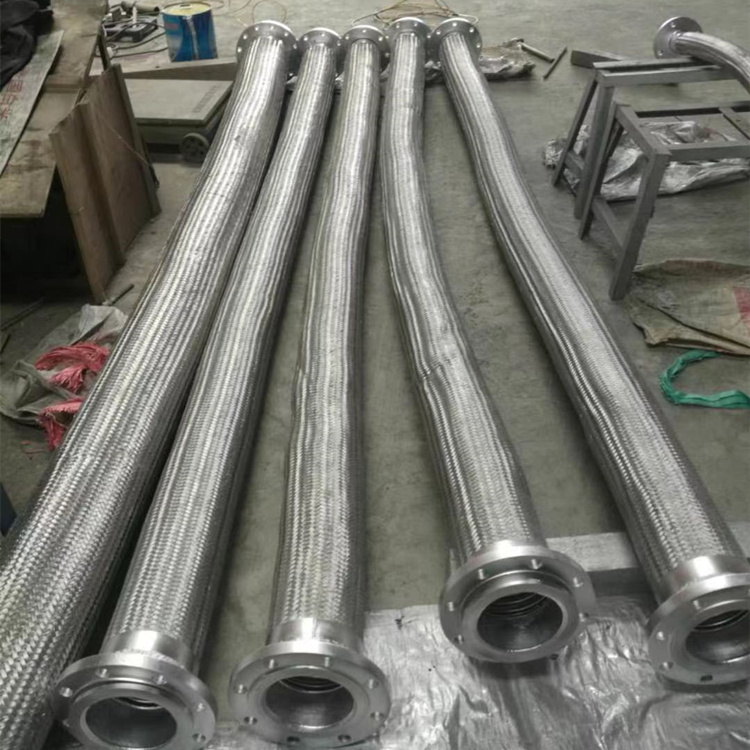 304不锈钢金属软管 法兰软连接 波纹管 大口径泵用编织管