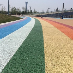 榆林市  豪轩彩色透水混凝土 胶粘石道路 天然露骨透水地坪 透水地坪材料 透水混凝土粘接剂 透水混凝土罩面剂厂家