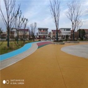 广场彩色透水混凝土 彩色整体透水路面 生态透水地坪 施工方案