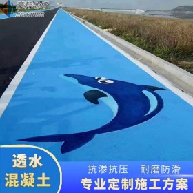 清镇市 透水整体路面 蓝色透水混凝土 透水地坪砼 材料厂家