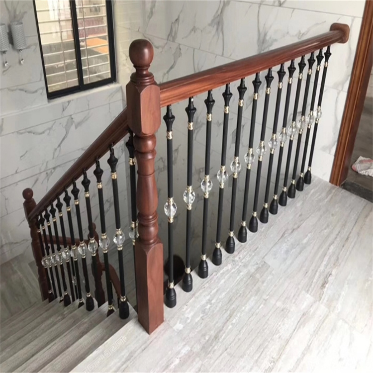 楼梯扶手栏杆现代简约新中式铝艺家用室内轻奢别墅铝合金立柱护栏